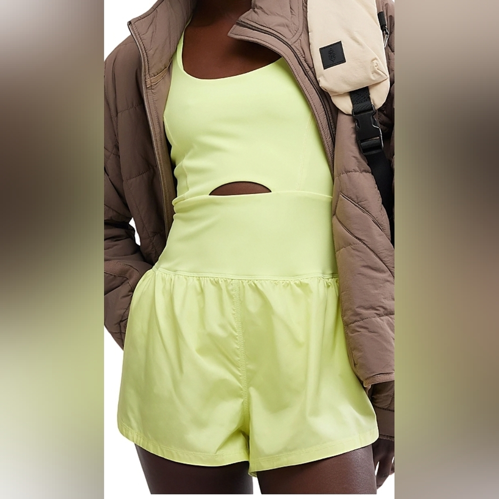 Free People Runsie Yellow Athletic Romper - Picture 4 of 8
